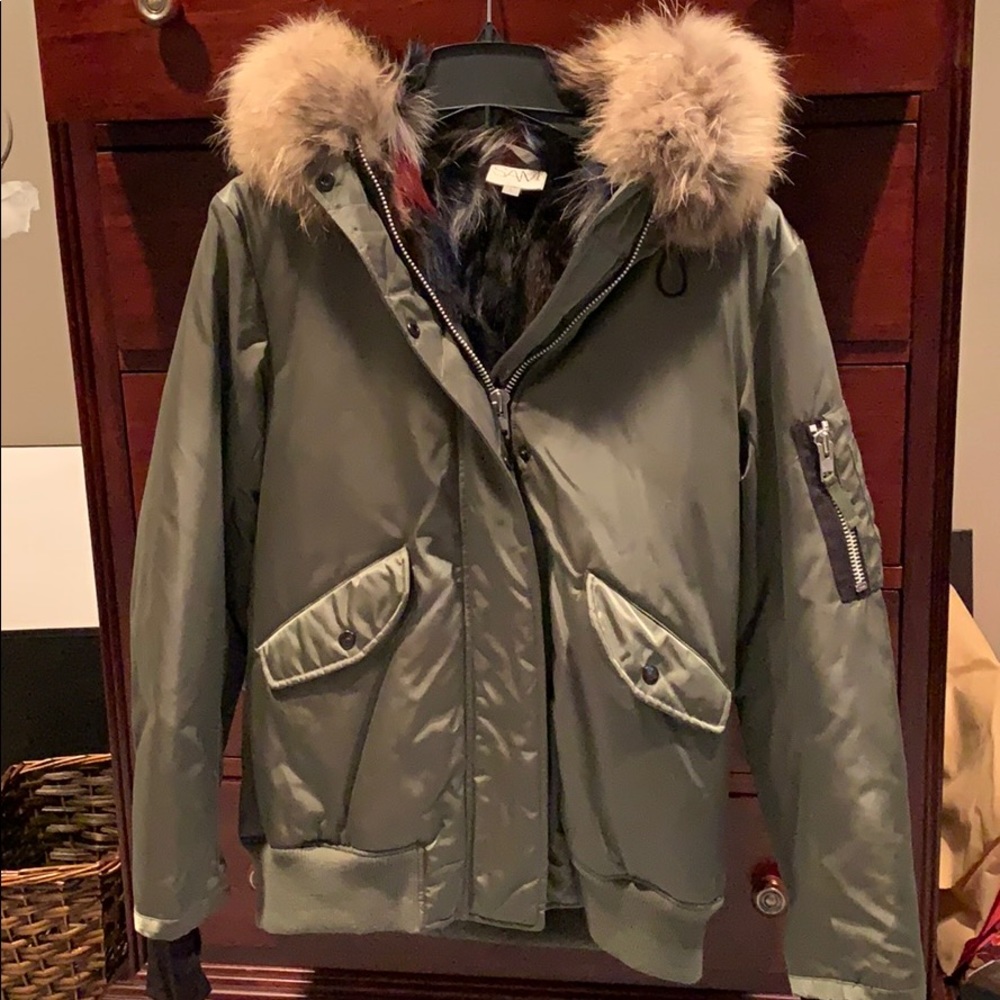 SAM. Multi Luxe Sloan Fur lined down bomber jacket